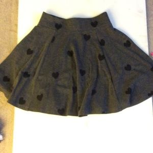 Grey skirt w/ black hearts