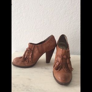 Brown leather booties