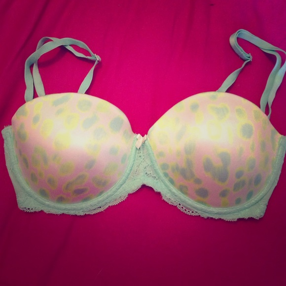 Mint and lime green cheetah print bra