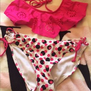 Pink and polka dot swimsuit