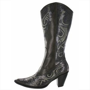 Pewter (Gun Metal) Bling Cowgirl Boots (9)