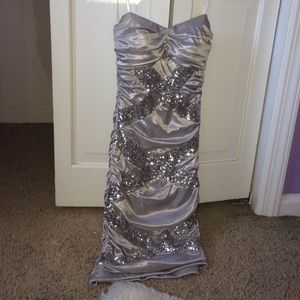 Strapless silver dress