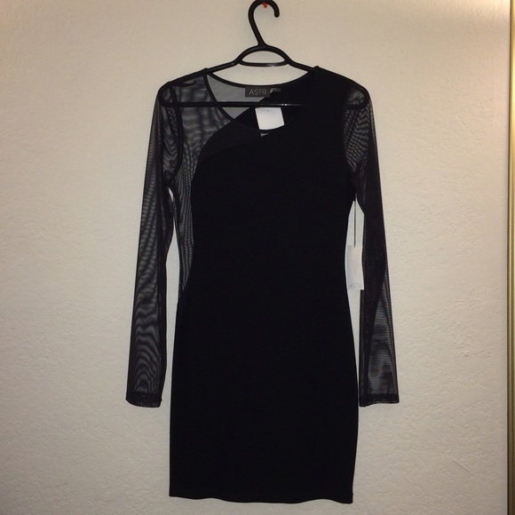ASTR black dress w mesh detail