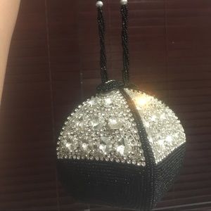 Black evening bag with rhinestones