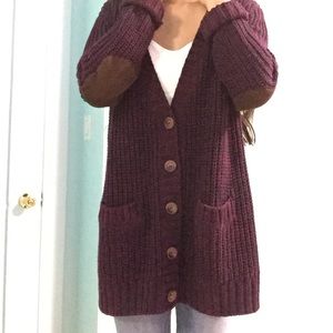 Maroon and Navy blue Cardigan with Elbow Pad