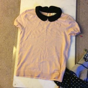 Pink sweater w/ black collar