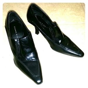 Worn 1x black Etienne Aigner stitched accent heel