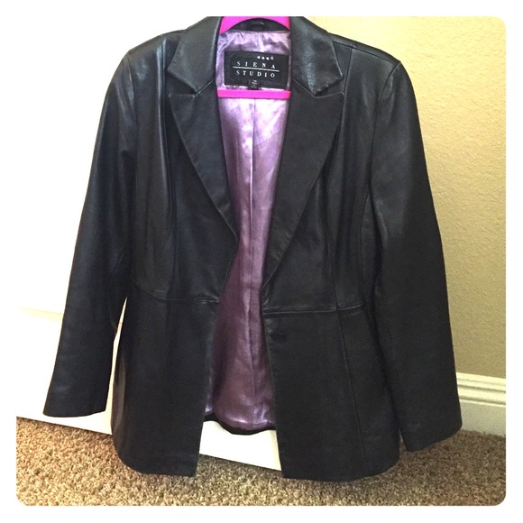 Black 100 % real leather blazer