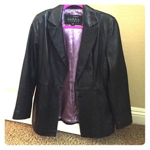Black 100 % real leather blazer