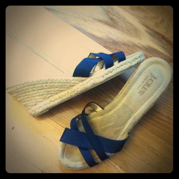 J.crew Navy Blue Wedges Grosgrain Espadrilles