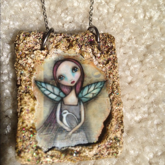 Dark Faerie Necklace, print of original artwork