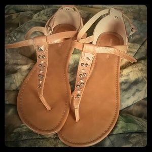 Tan Studded Strap Sandals