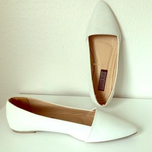 White Leather Pointed Flats
