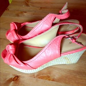Coral wedge Slingback Shoes
