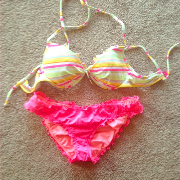 Victoria Secret Ruffled Neon Bikini