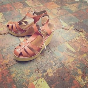 Leather and wood wedges