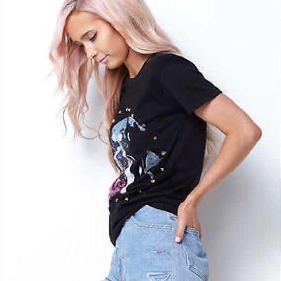 Given chat Paris Rottweiler rhinestone tee