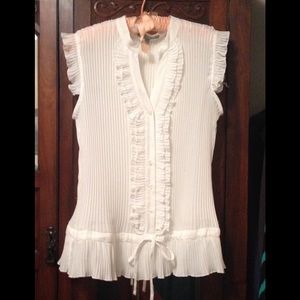 NY collection white ruffled blouse.