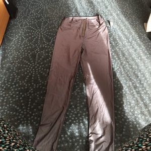 Spandex grey legging with gold zipper