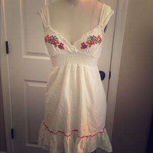 Floral embroidered cream sundress