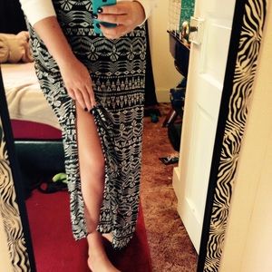 Tribal maxi skirt with side slit