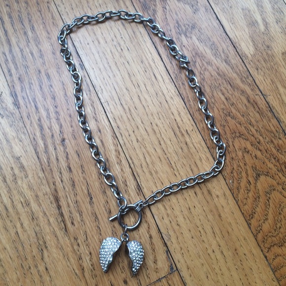 Broken heart sparkle chain necklace
