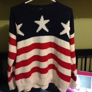 oversized knit flag sweater