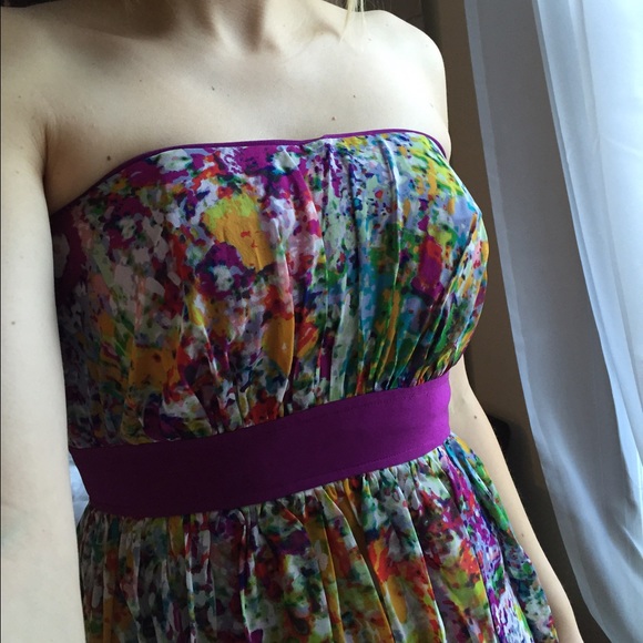 Donna Morgan Floral Print Strapless Dress