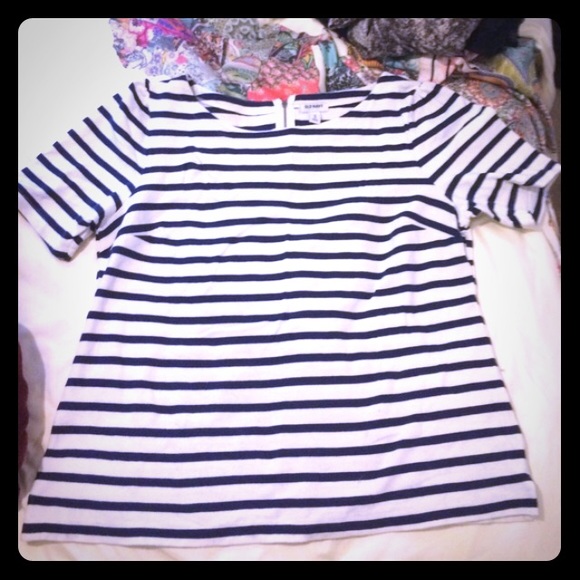 Navy and White Striped Top