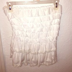 White strapless Abercrombie shirt