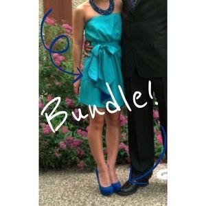 BUNDLE! Express two-toned dress + royal blue heels