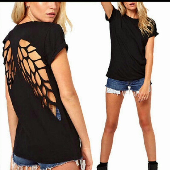 tshirt with angel wing cut outs