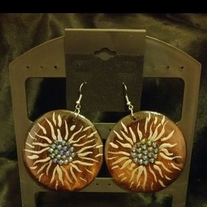 Artwork  earrings with rhinestones