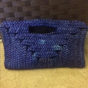 Never been used royal blue straw clutch