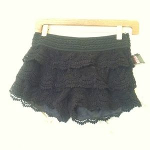 Black crochet shorts