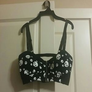 Black Skull Bandeau Top