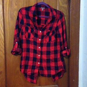 Open Back Plaid Shirt