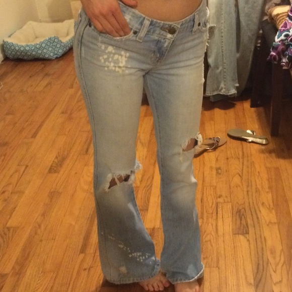 Abercrombie jeans distressed with jewels size 0