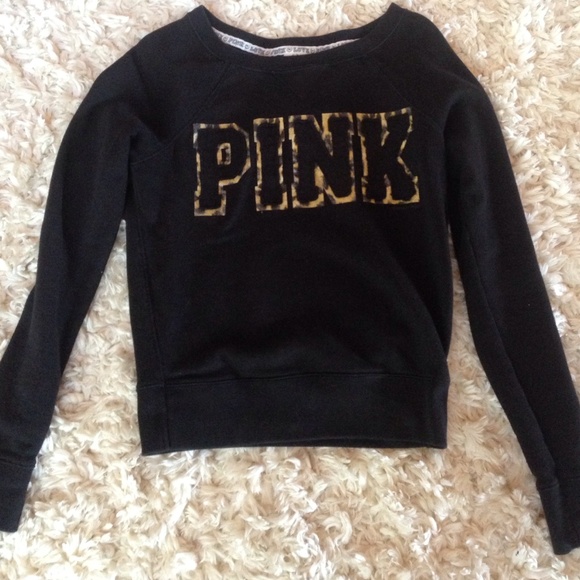 PINK Black and leopard print VS Pink Sweatshirt - Picture 1 of 3