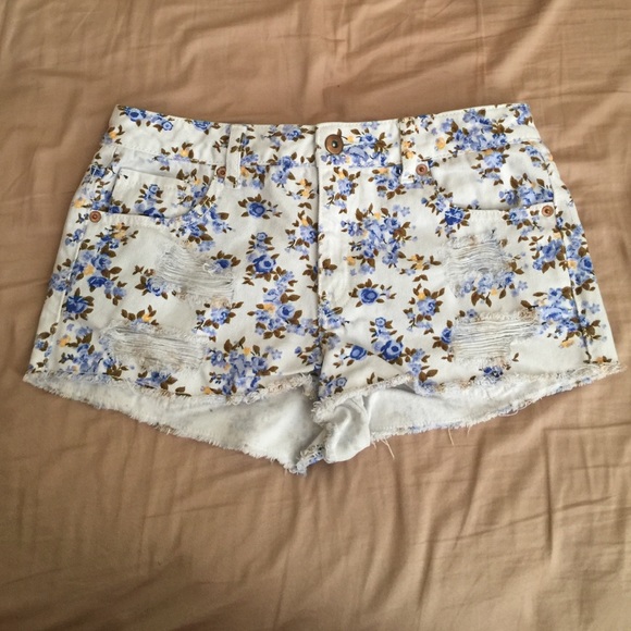 Blue floral shorts