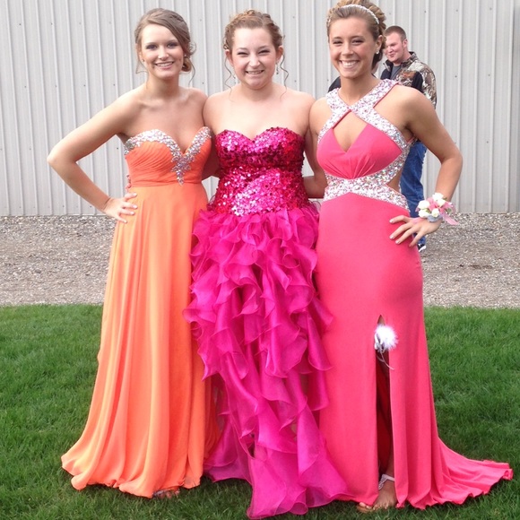 Orange Prom Dresses with Corset Back