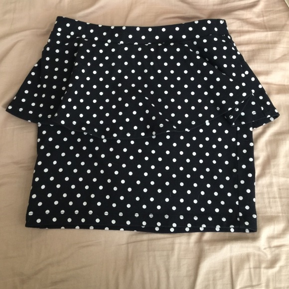 Polka dot ruffled pencil skirt