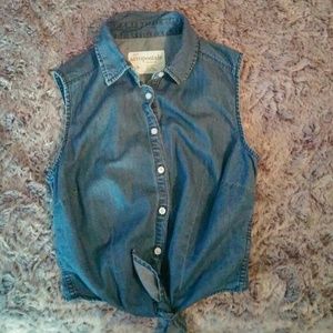 denim tie up shirt