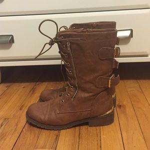 Tan and gold Charlotte Russe boots