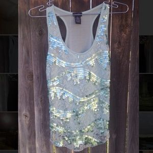 Aqua Lace & Paillette Tank