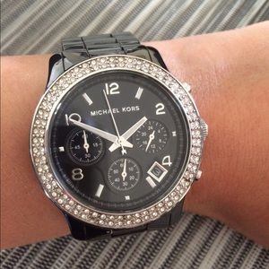 Michael Kors women's black ceramic runway watch