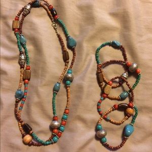 Southwest inspired necklace and 4 bracelets Set