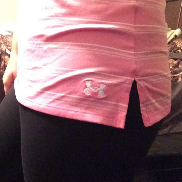 Pink and white collared UA workout tank