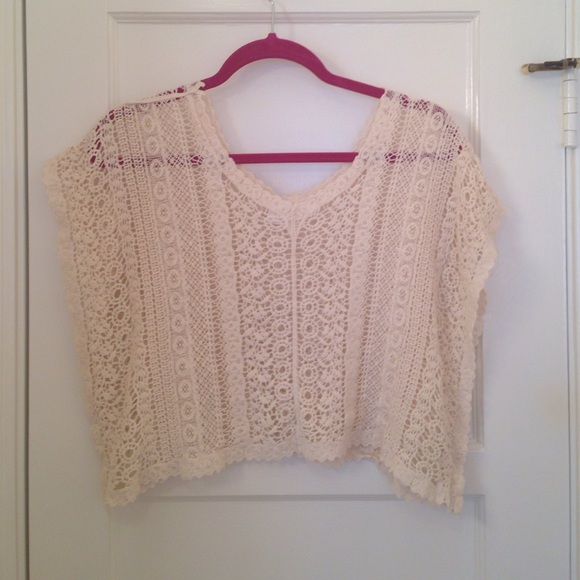 Cute cream lace crop top