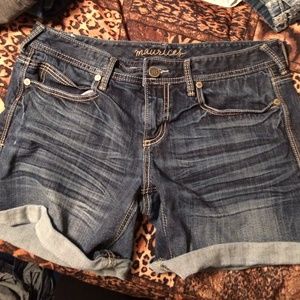 Maurice's medium wash cuffed shorts